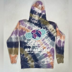 MARKET Graphic Pullover Hoodie Men Small Multicolor Tie Dye High Energy Team